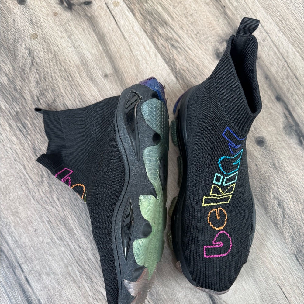 Kurt Geiger black with multicoloured soles sneaker boots